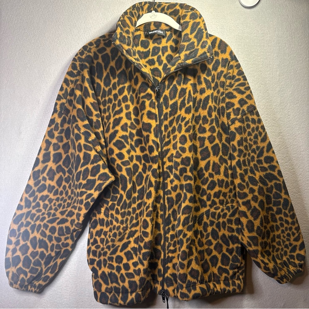 Balenciaga Oversized Leopard Print Fleece Jacket 2018 PreFall Collection Size XS